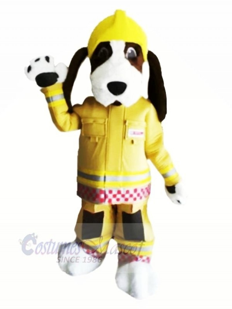Fire Brigade Dog with Yellow Hat Mascot Costumes