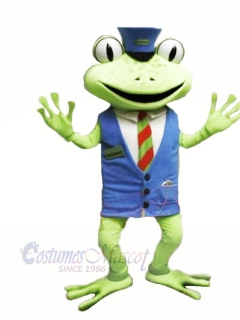 Frog with Blue Vest Mascot Costumes