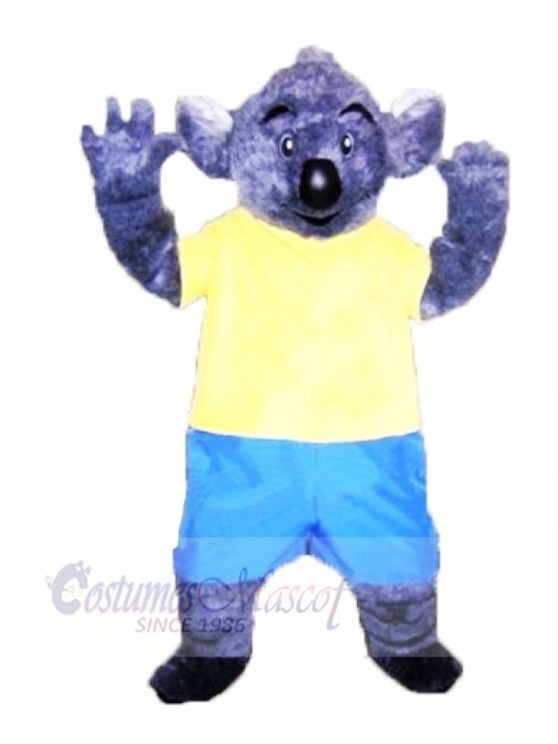 Furry Koala with Yellow T-shirt Mascot Costumes Adult