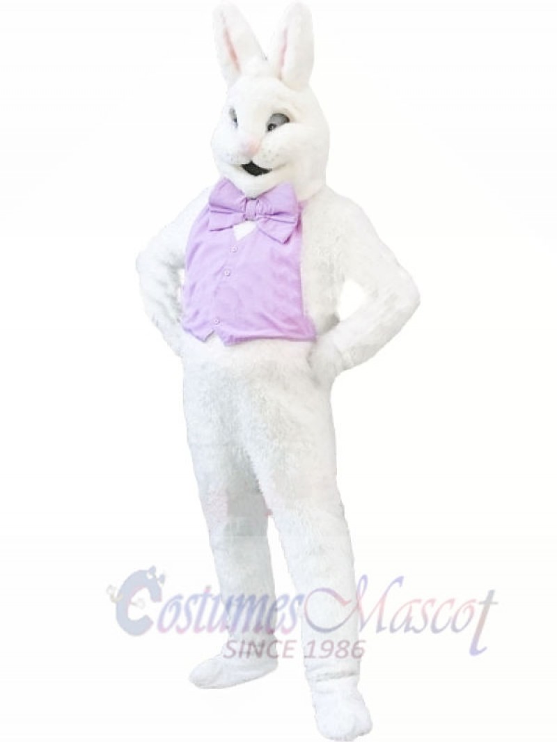 Confident White Bunny Rabbit Mascot Costumes Animal