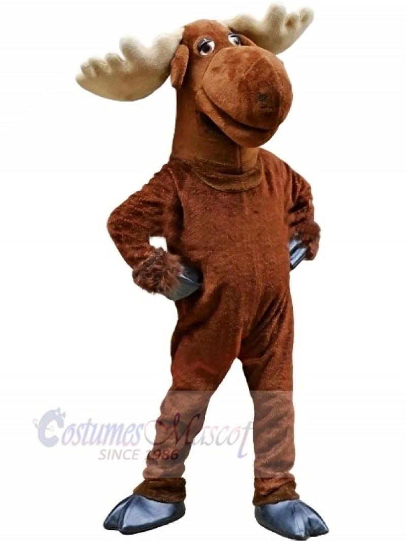 Funny Brown Moose Mascot Costume Adult