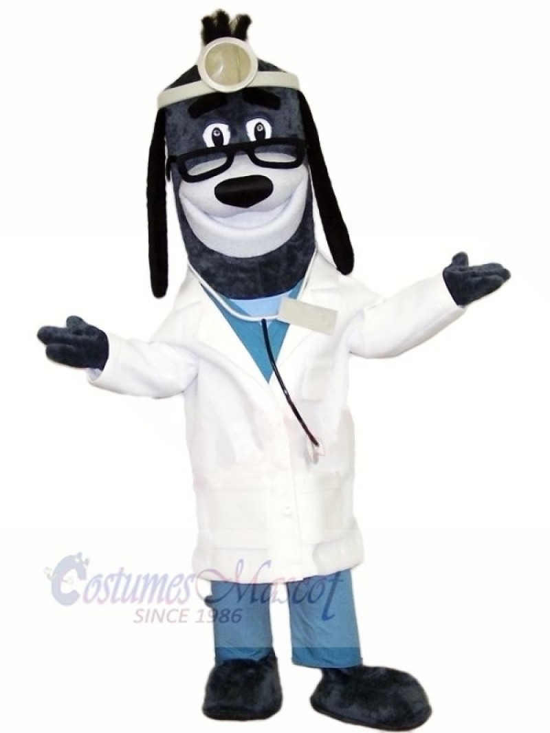 Doctor Hound Dog with Glasses Mascot Costumes Animal