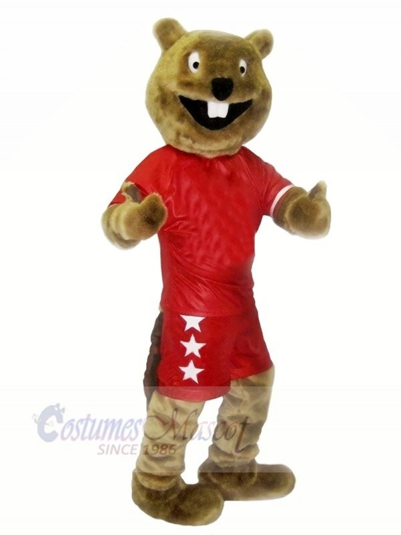 Brown Beaver with Red Suit Mascot Costumes Cheap