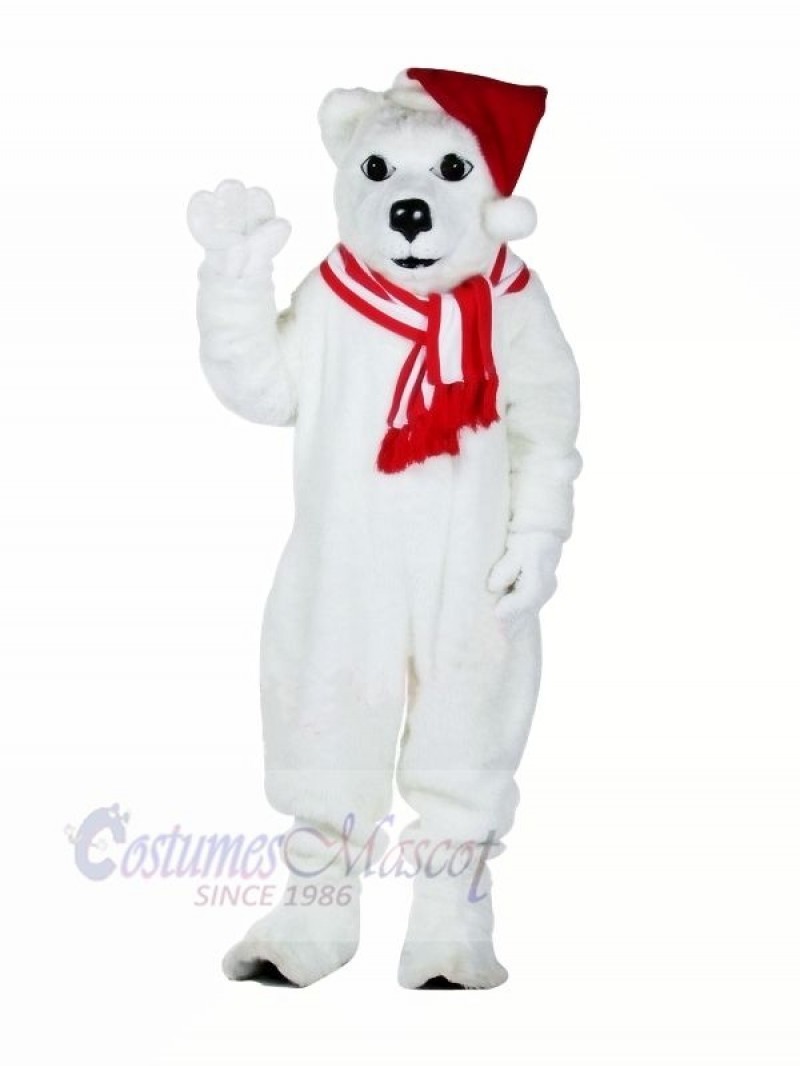 Polar Bear With Hat Mascot Costumes Cartoon
