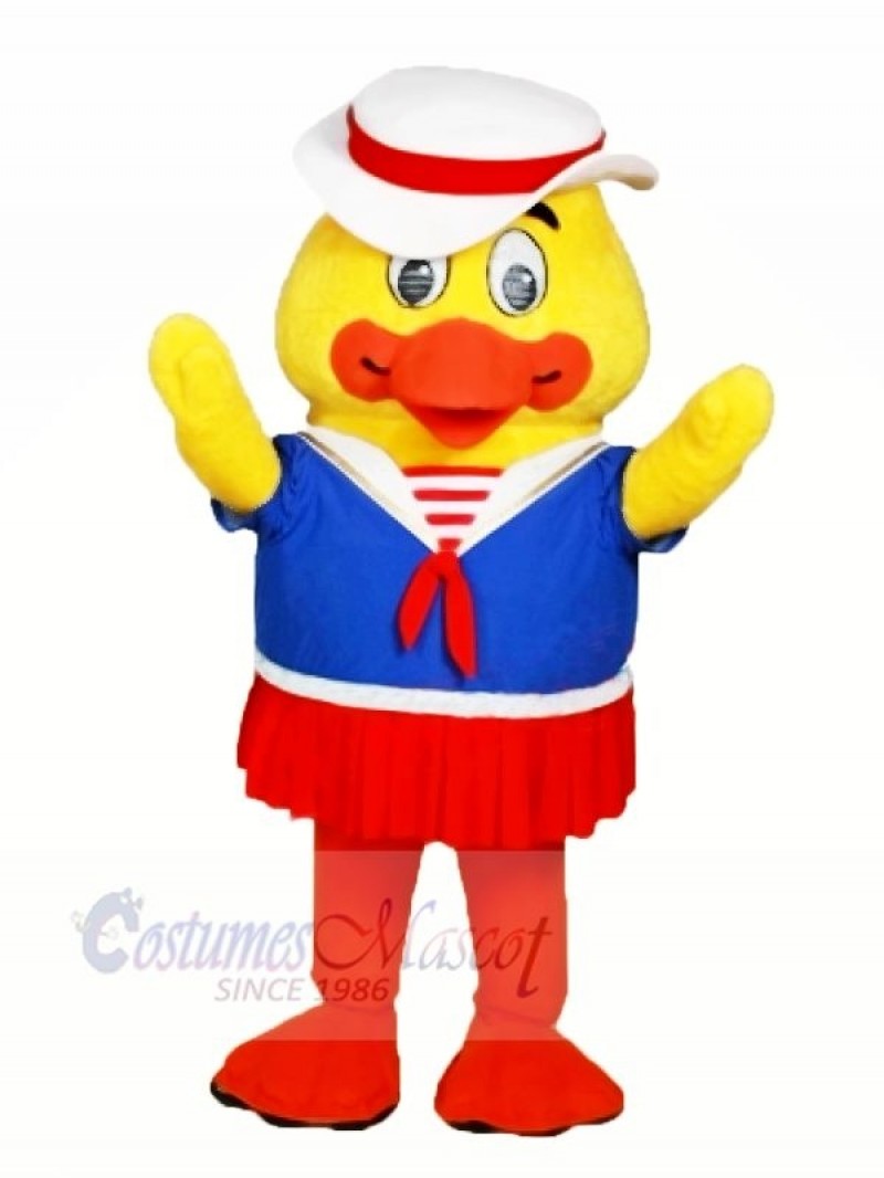 Mama Duck with White Hat Mascot Costume Cartoon