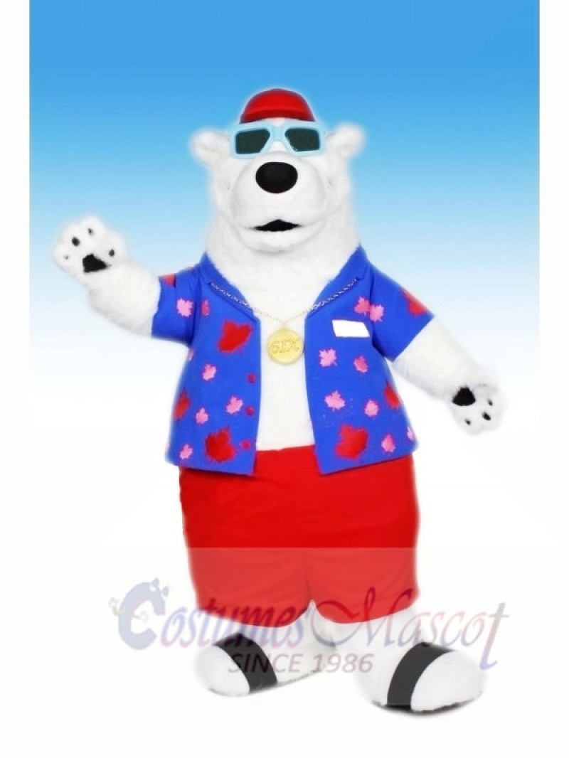 Cool Polar Bear with Glasses Mascot Costumes Animal