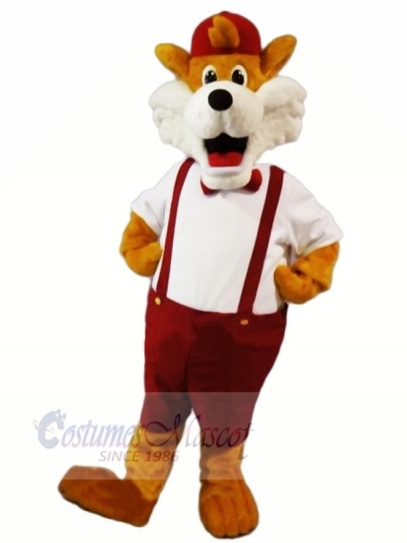 Funny Fox with Red Hat Mascot Costumes Cartoon	