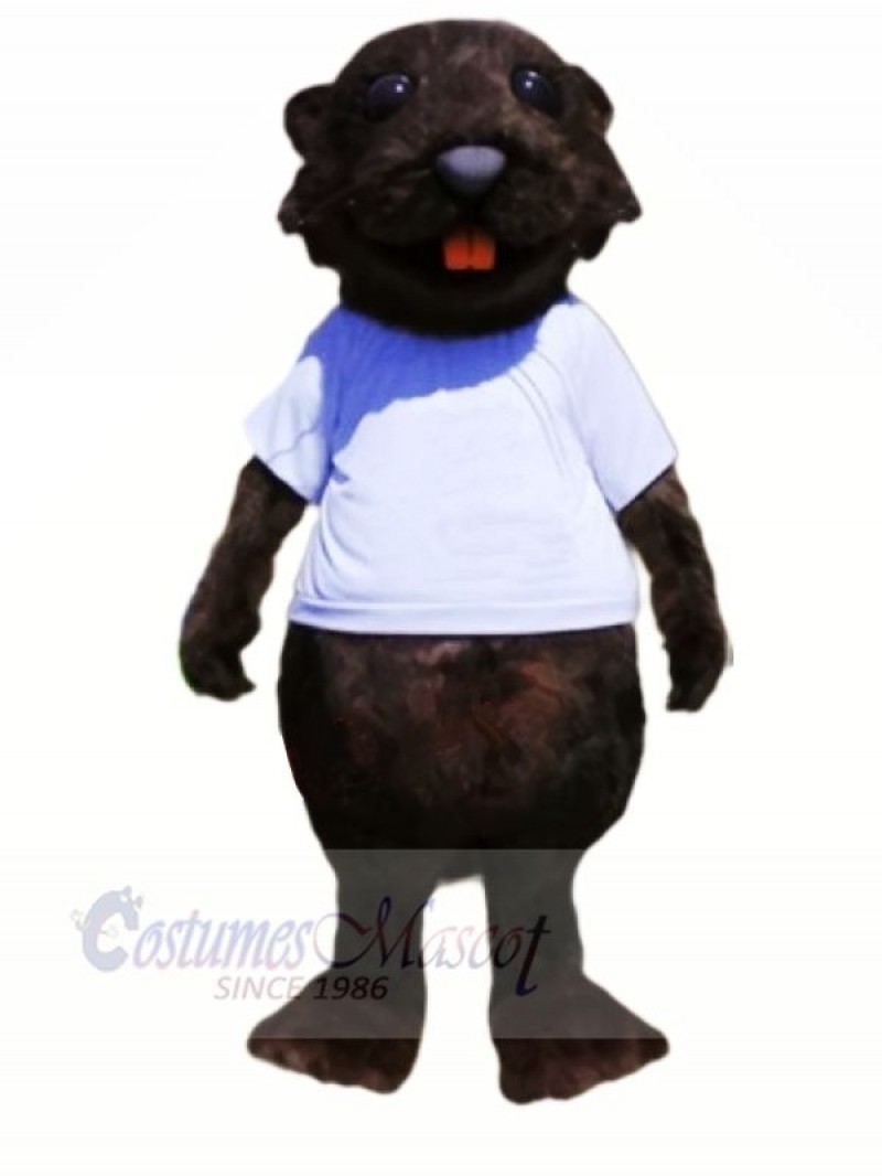 Sporty Beaver Black Mascot Costumes Cartoon	