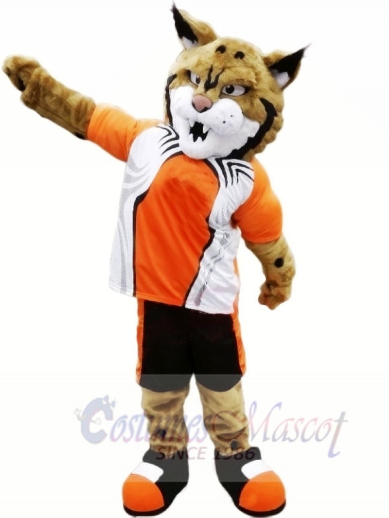 Bobcat with Orange Suit Mascot Costumes Animal
