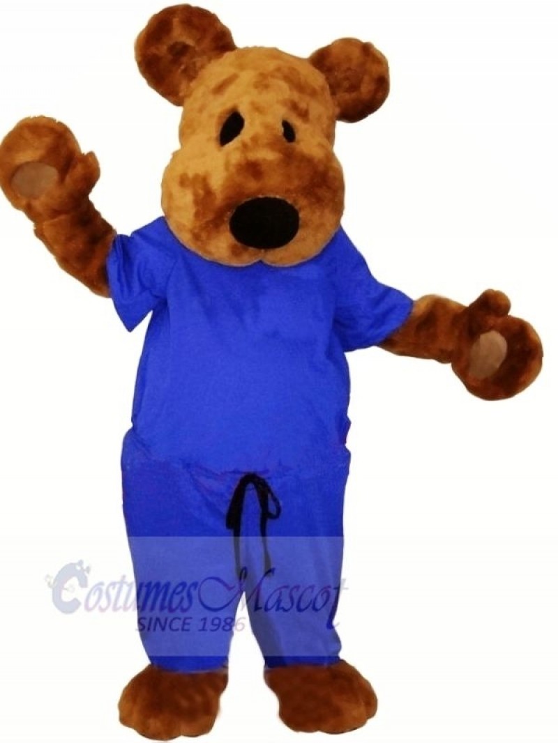 Brown Teddy Bear with Blue Suit Mascot Costumes Animal