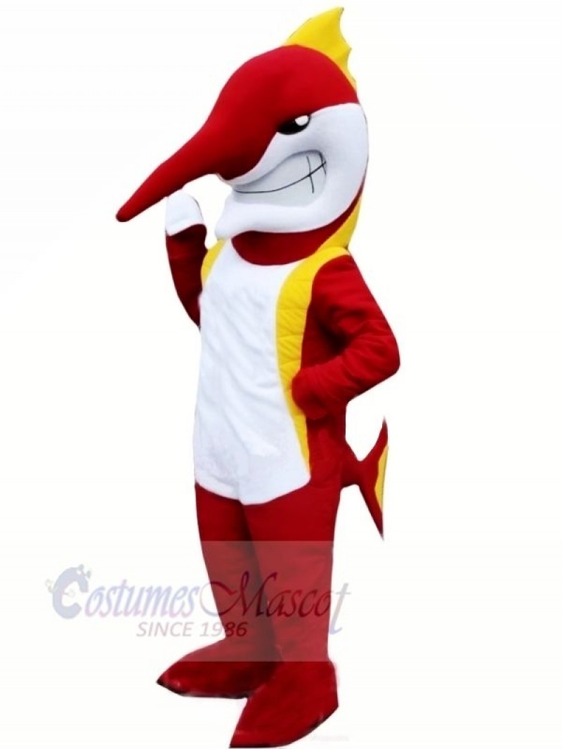 Red Marlin Fish Mascot Costume Cartoon