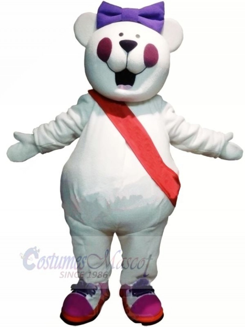 Funny Bear with Purple Bowknot Mascot Costumes