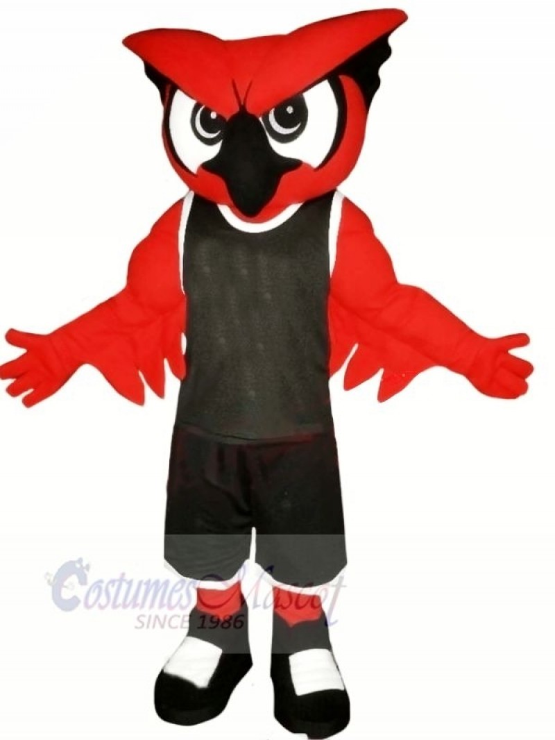 Red Owl with Black Suit Mascot Costumes