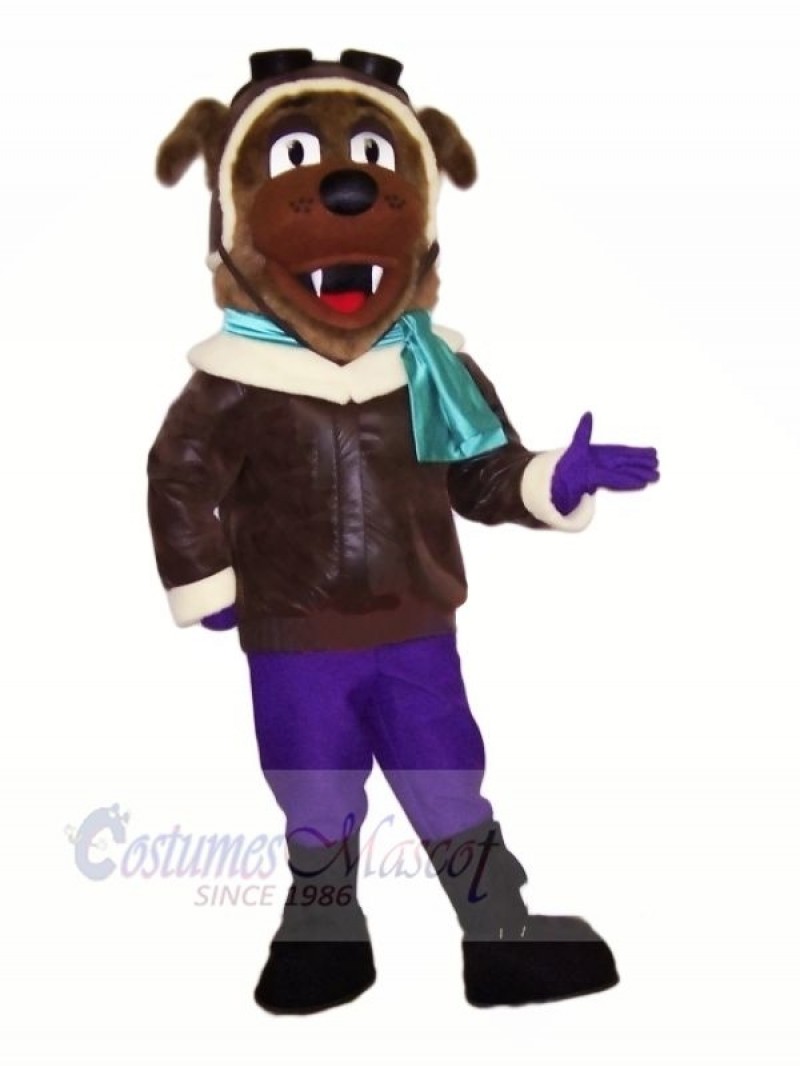 Pilot Brown Dog Mascot Costumes Cartoon