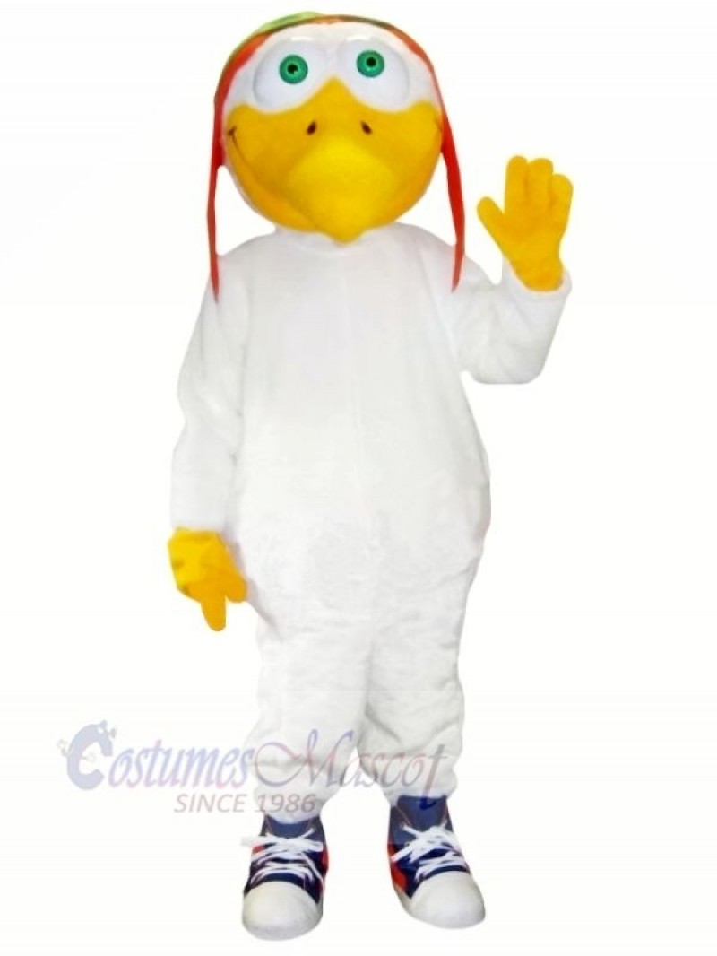 Pilots Seagull with White Suit Mascot Costumes Cartoon