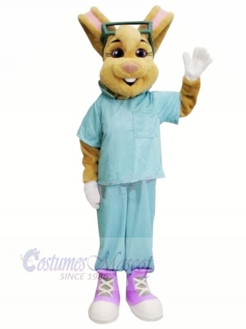 Doctor Bunny with Blue Suit Mascot Costumes Animal