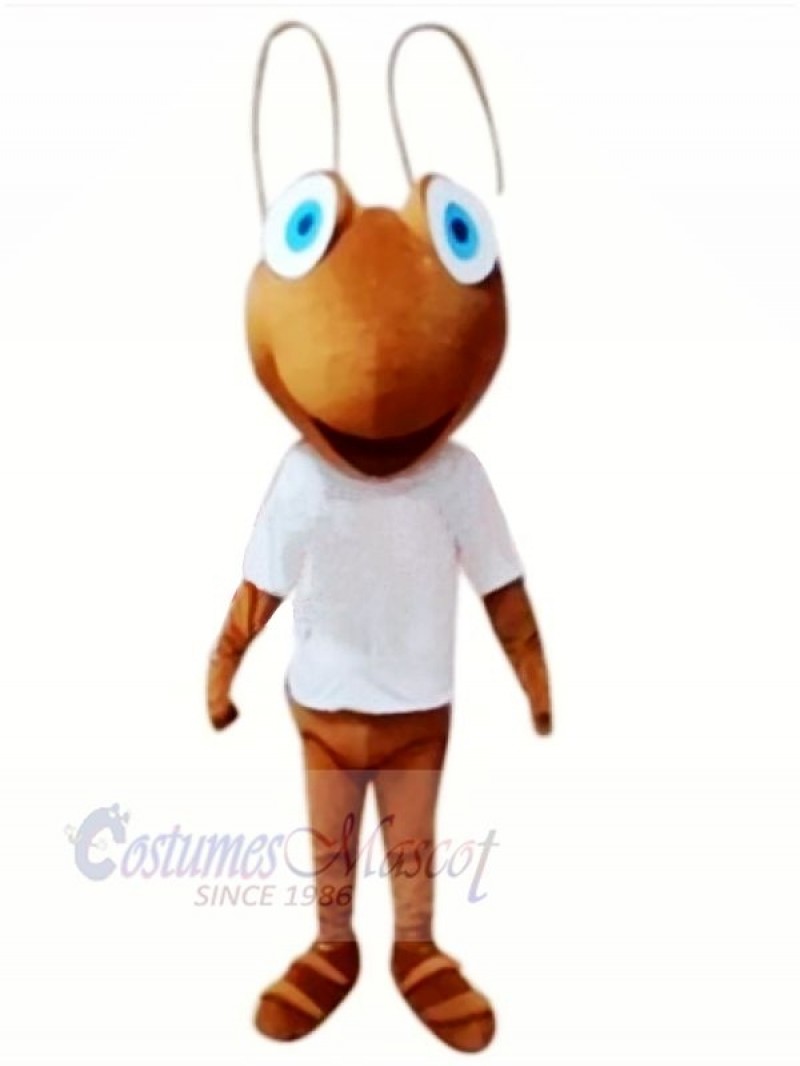 Happy Ant with White T-shirt Mascot Costumes Cartoon