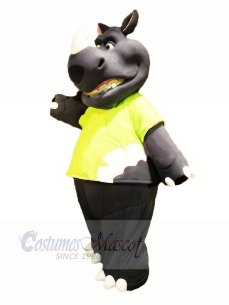 Strong  Rhino with Big Mouth Mascot Costumes Adult