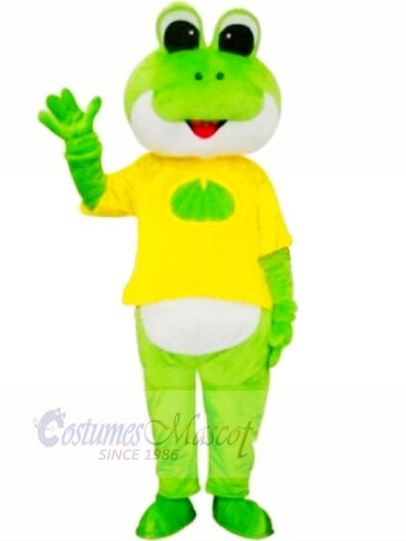 Frog with Yellow T-shirt Mascot Costumes