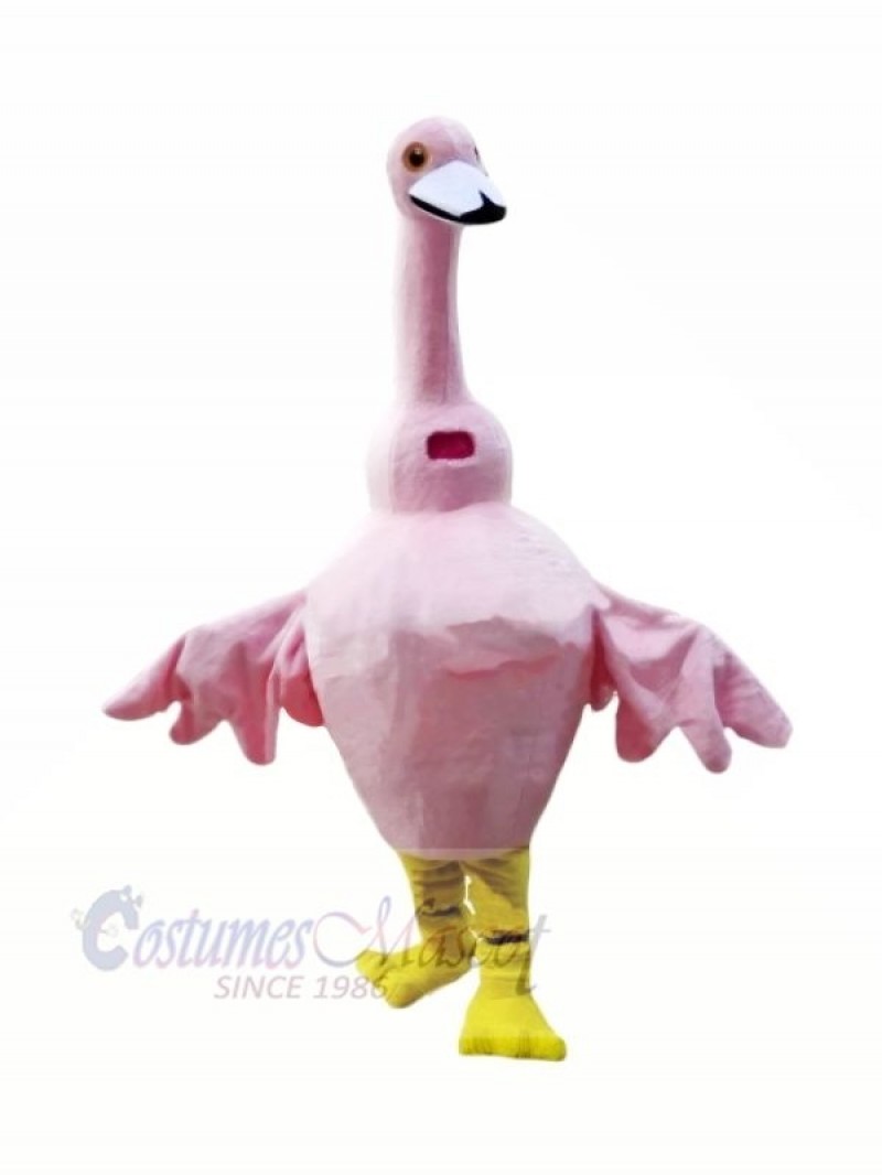 Pink Goose Mascot Costume Cartoon