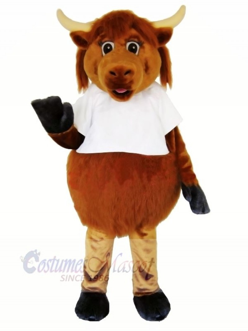 Furry Brown Cow Mascot Costumes Adult	