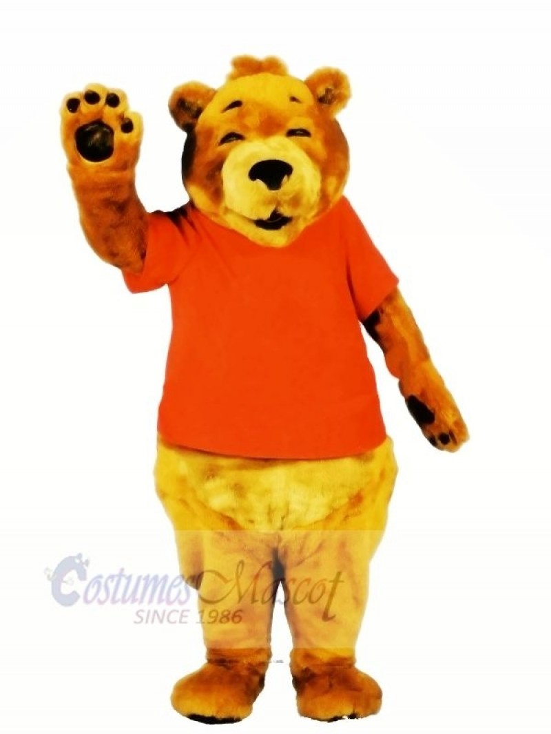 Smiling Bear in Orange T-shirt Mascot Costumes Cartoon