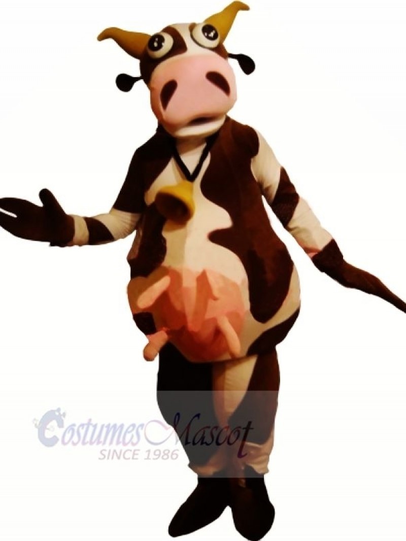 Funny Brown and White Cow Mascot Costumes Adult