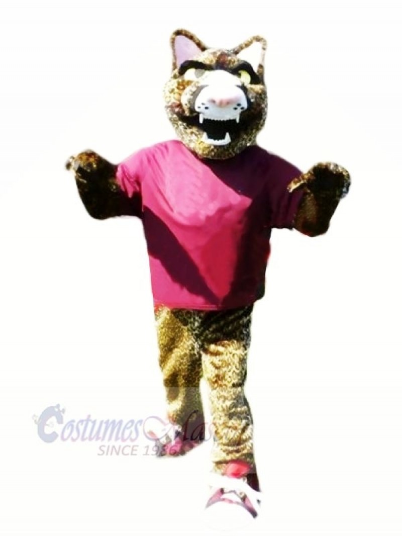 Fierce Jaguar with Purple T-shirt Mascot Costumes 	