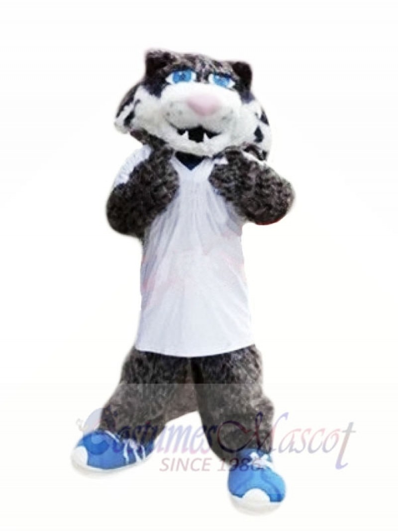 Grey Wildcat with Blue Shoes Mascot Costumes Animal