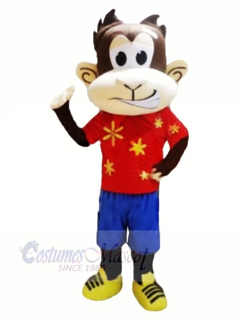 Funny Monkey with Red T-shirt Mascot Costumes Cheap