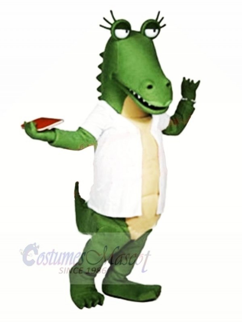 Funny Gator with White T-shirt Mascot Costumes Cartoon