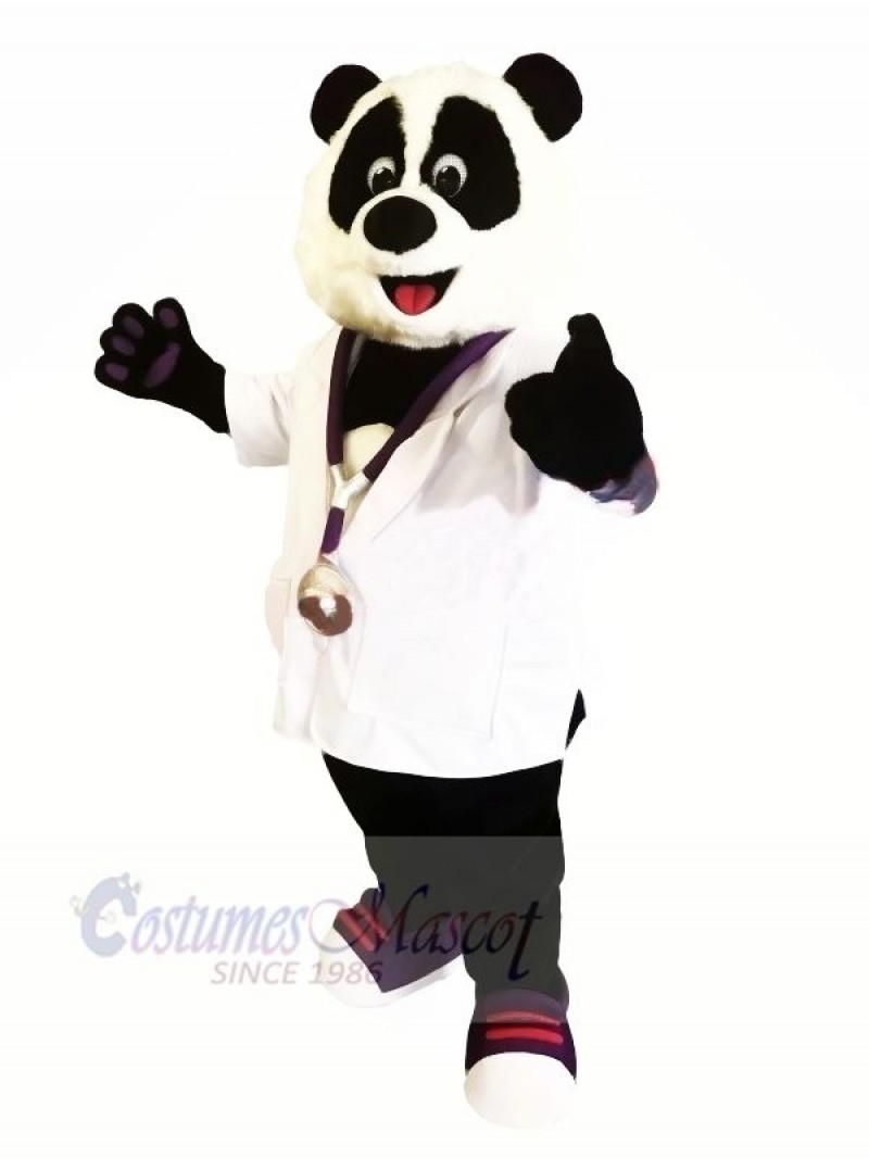 Doctor Panda with White Shirt Mascot Costumes Animal