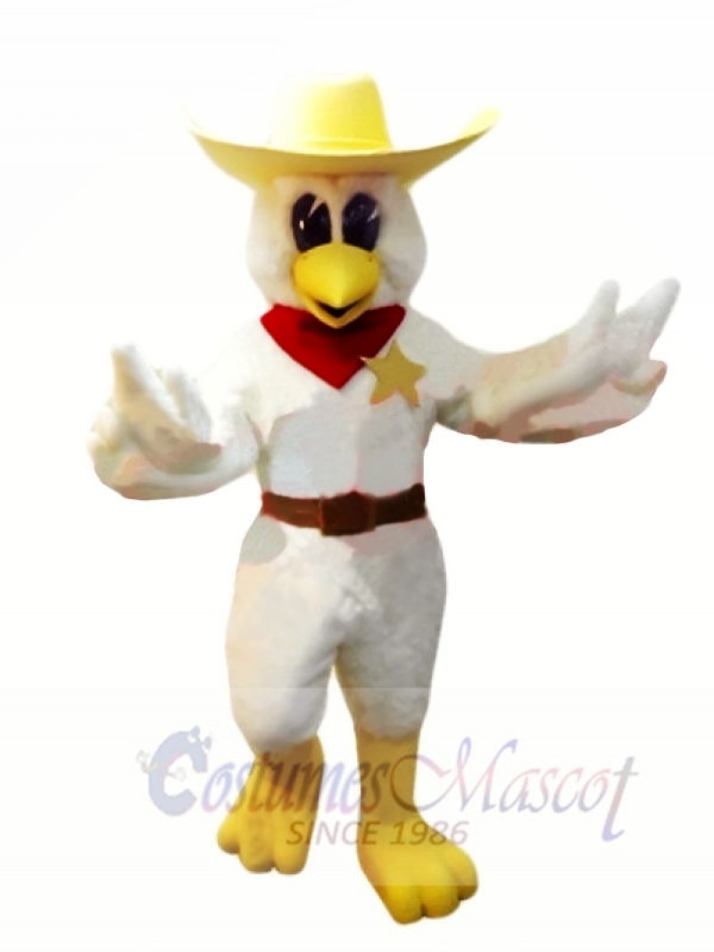 Cowboy Chicken with Yellow Hat Mascot Costumes Animal
