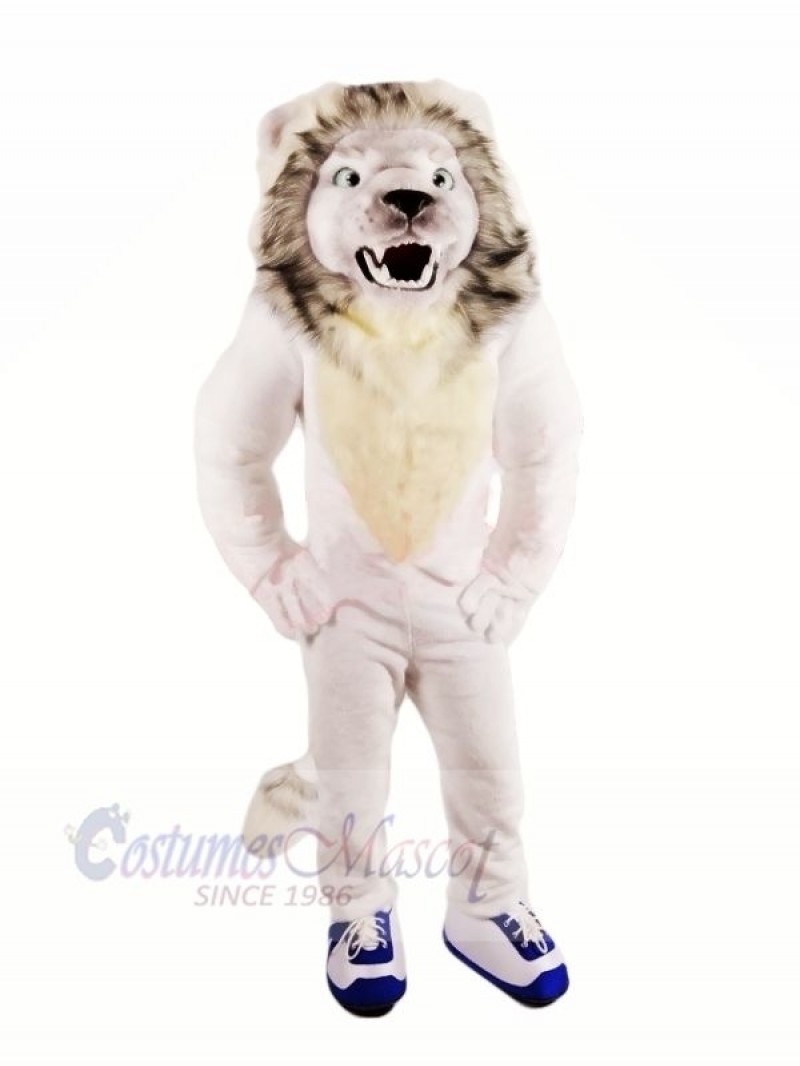 Fierce White Lion Mascot Costumes Adult	