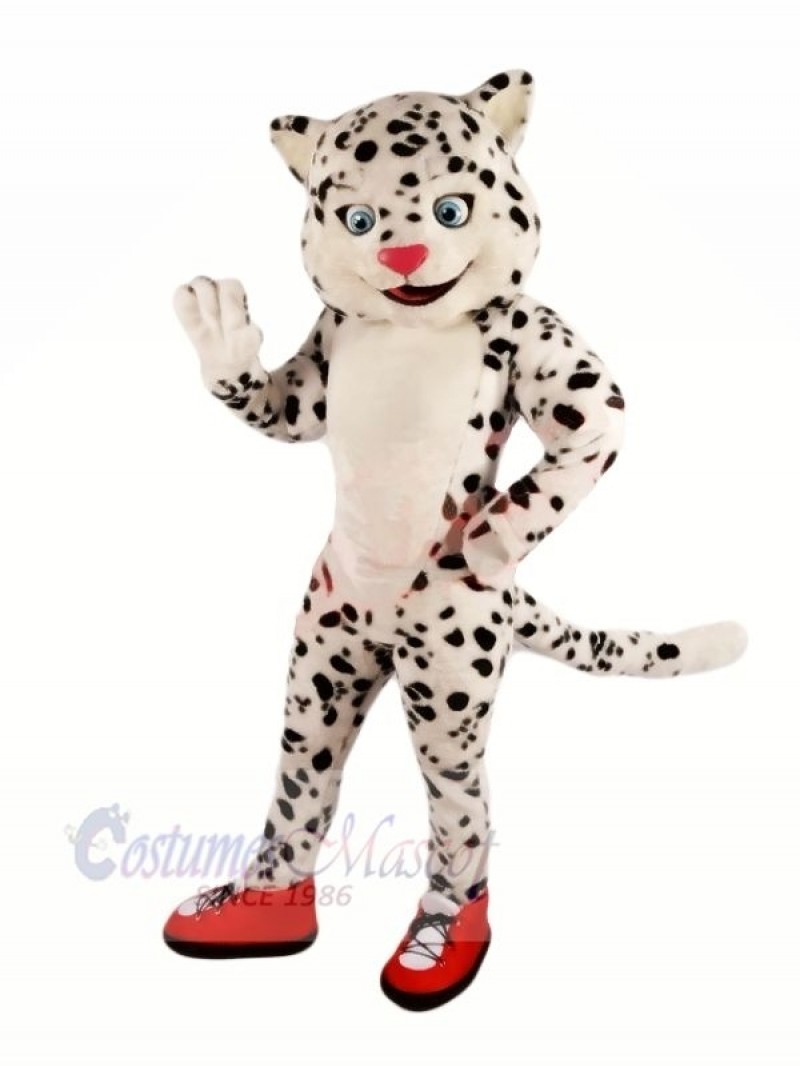 Happy Snow Leopard Mascot Costumes Cartoon