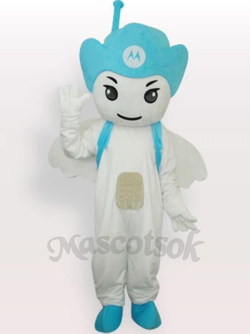 Blue Moto Angel Short Plush Adult Mascot Costume
