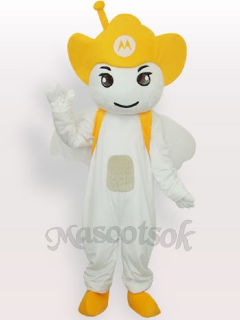 Yellow Moto Angel Short Plush Adult Mascot Costume