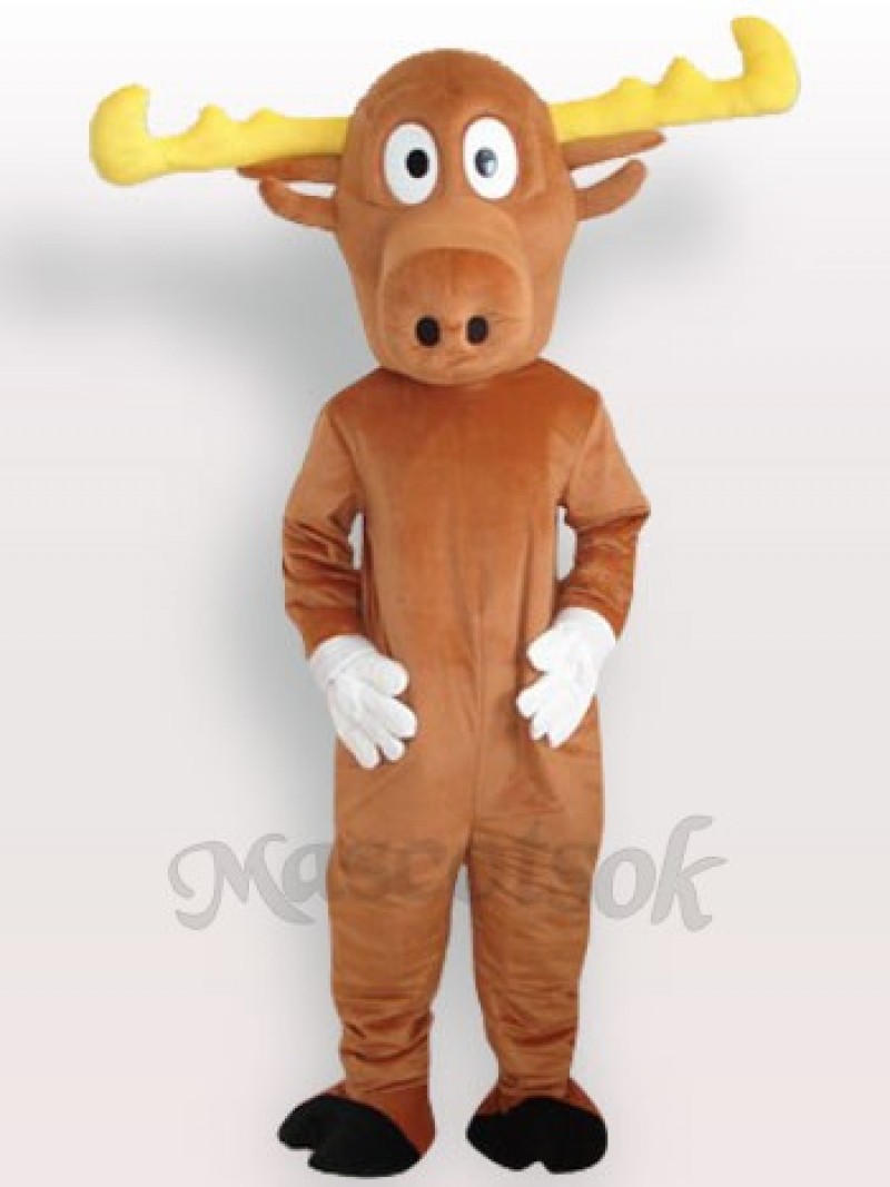 Yellow Reindeer Adult Mascot Costume