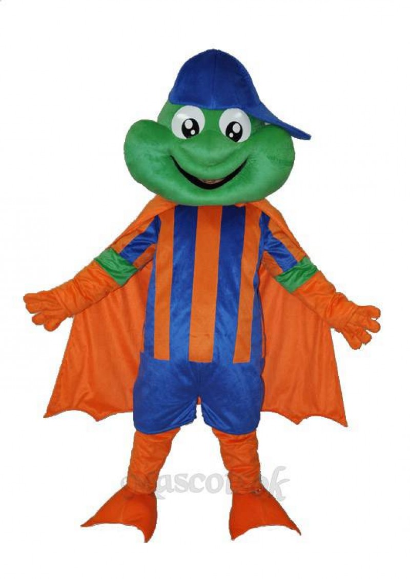 Happy Frog with Blue Hat Adult Mascot Costume