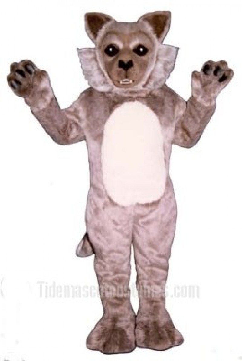 Cute Timber Wolf Mascot Costume