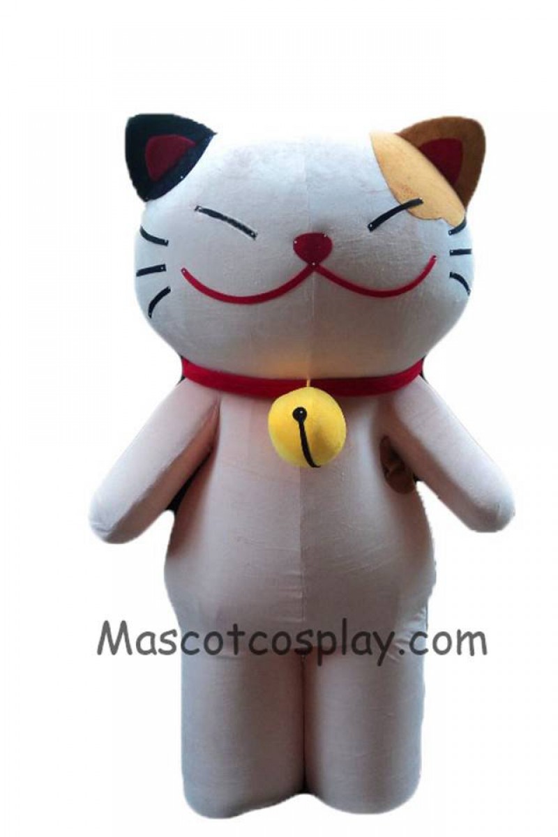 High Quality Realistic New Cartoon Character Adult Lovely Smiley Cat White Cat Mascot Costume