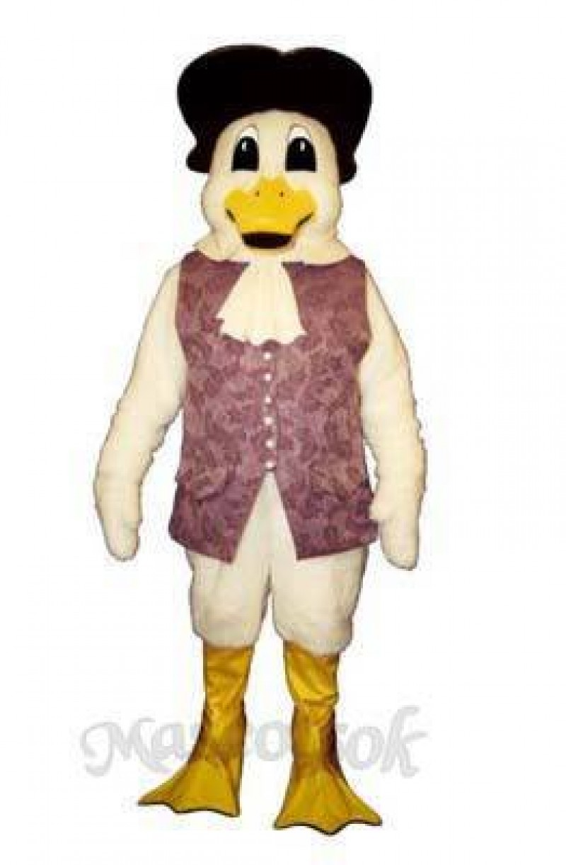 Cute Colonial Duck with Vest & Hat Mascot Costume