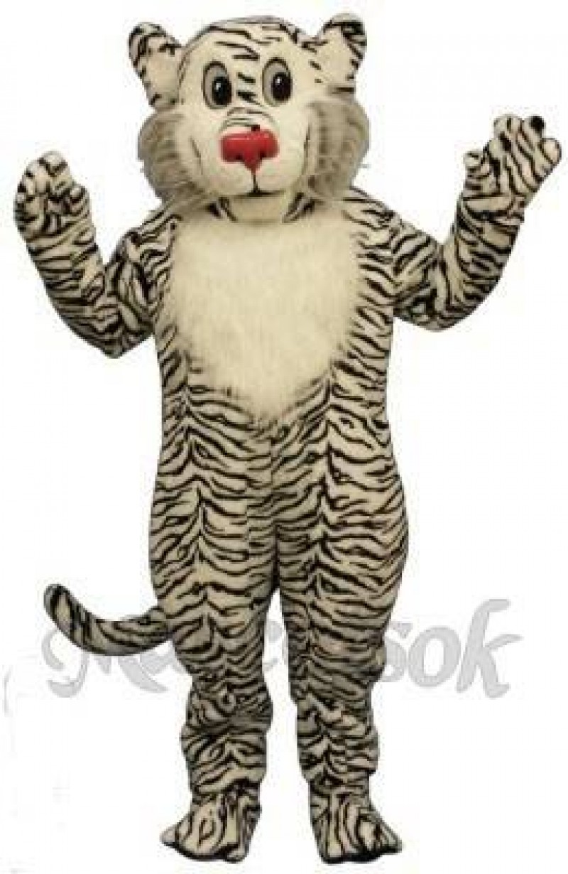 Cute Shy White Lion Mascot Costume