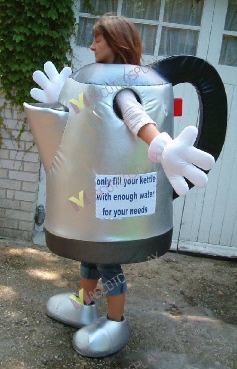 High Quality Adult Silver Kettle Mascot Costume