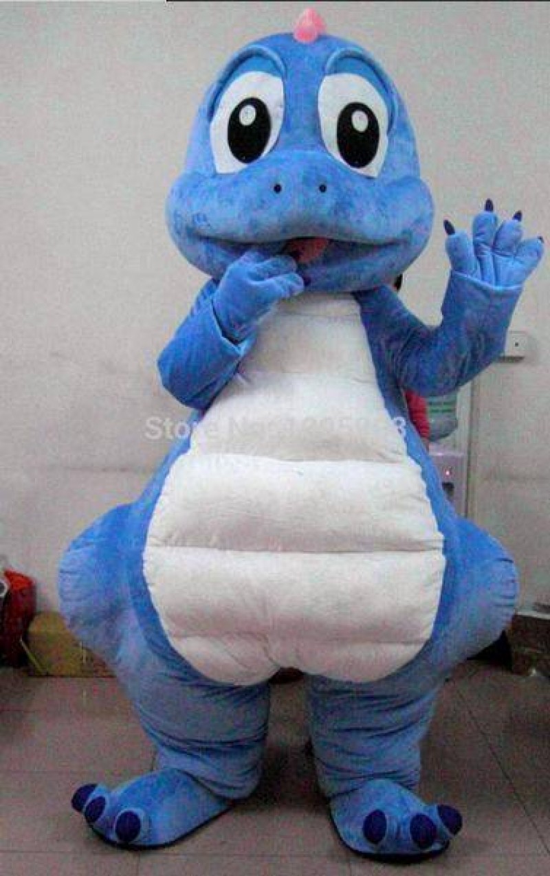 Blue Dragon Mascot Costume Cute Dinosaur Mascot