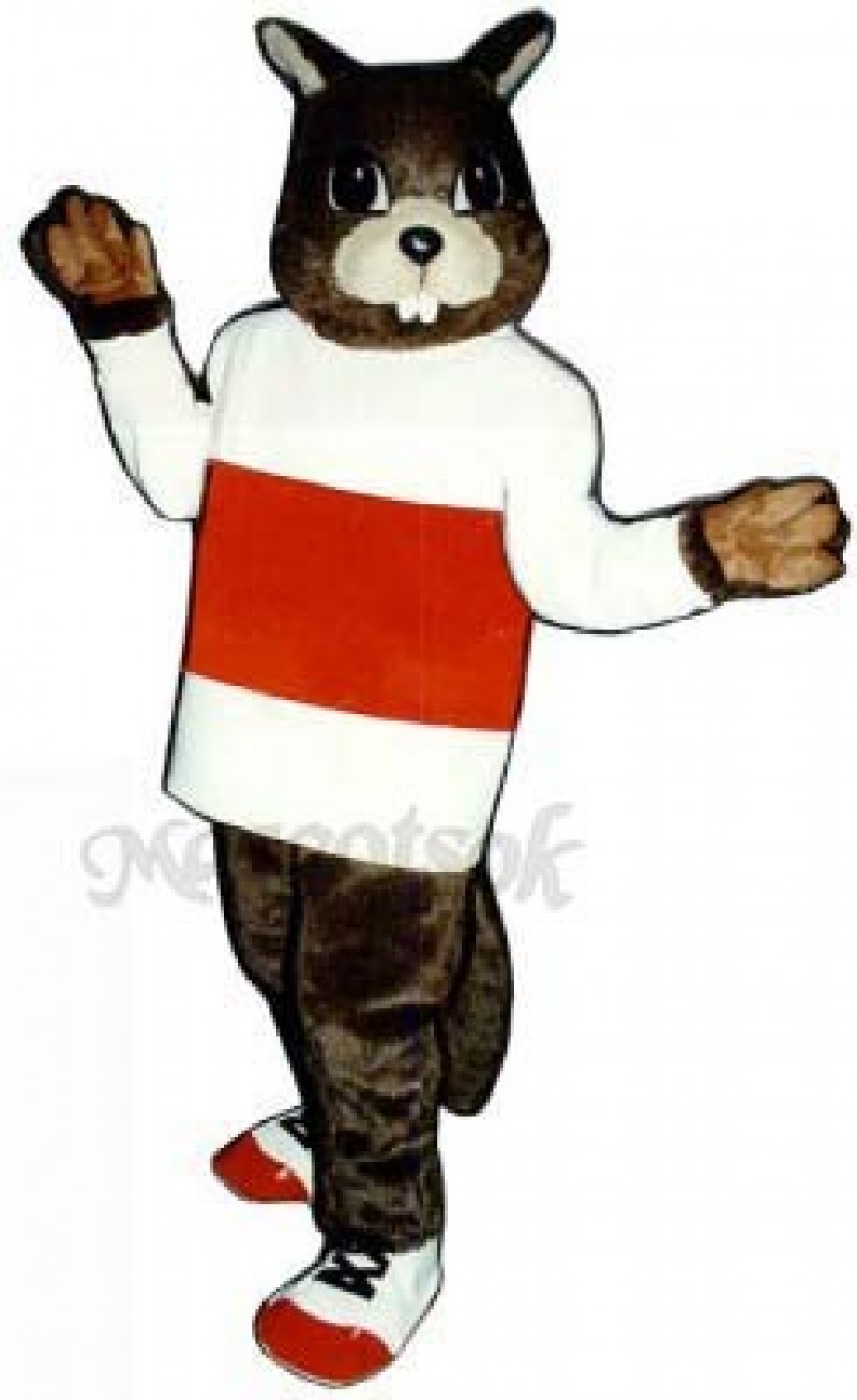 Jogging Beaver with Shirt & Tennis Shoes Mascot Costume