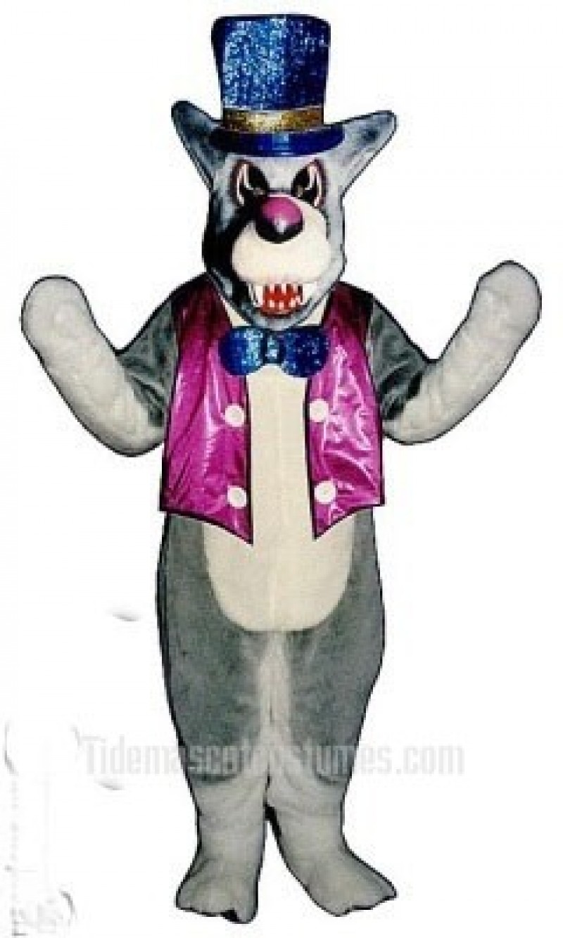 Cute Wolf A-Mania with Vest Mascot Costume