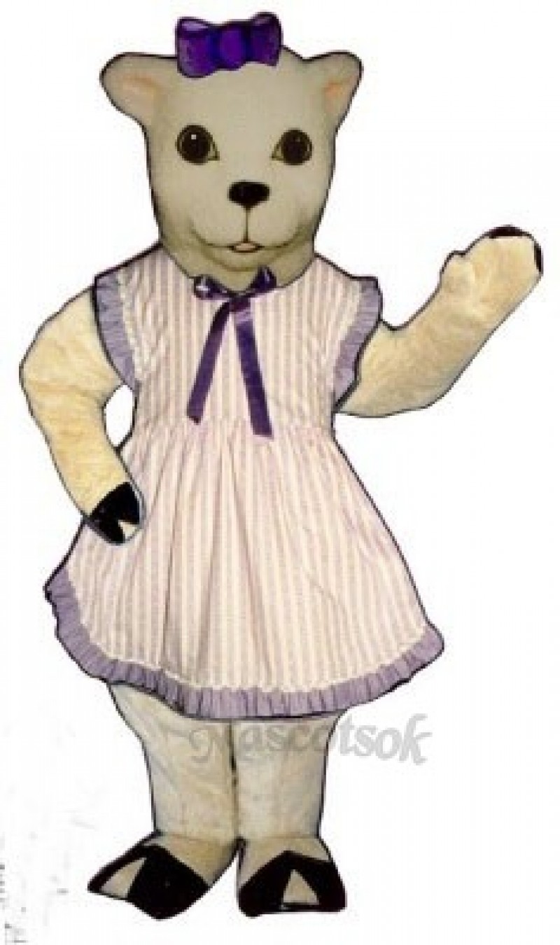 Lamb with Apron & Bow Mascot Costume