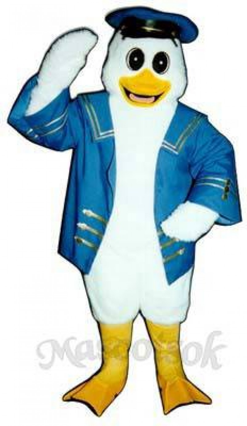 Cute Captain Duckling Duck with Jacket & Hat Mascot Costume