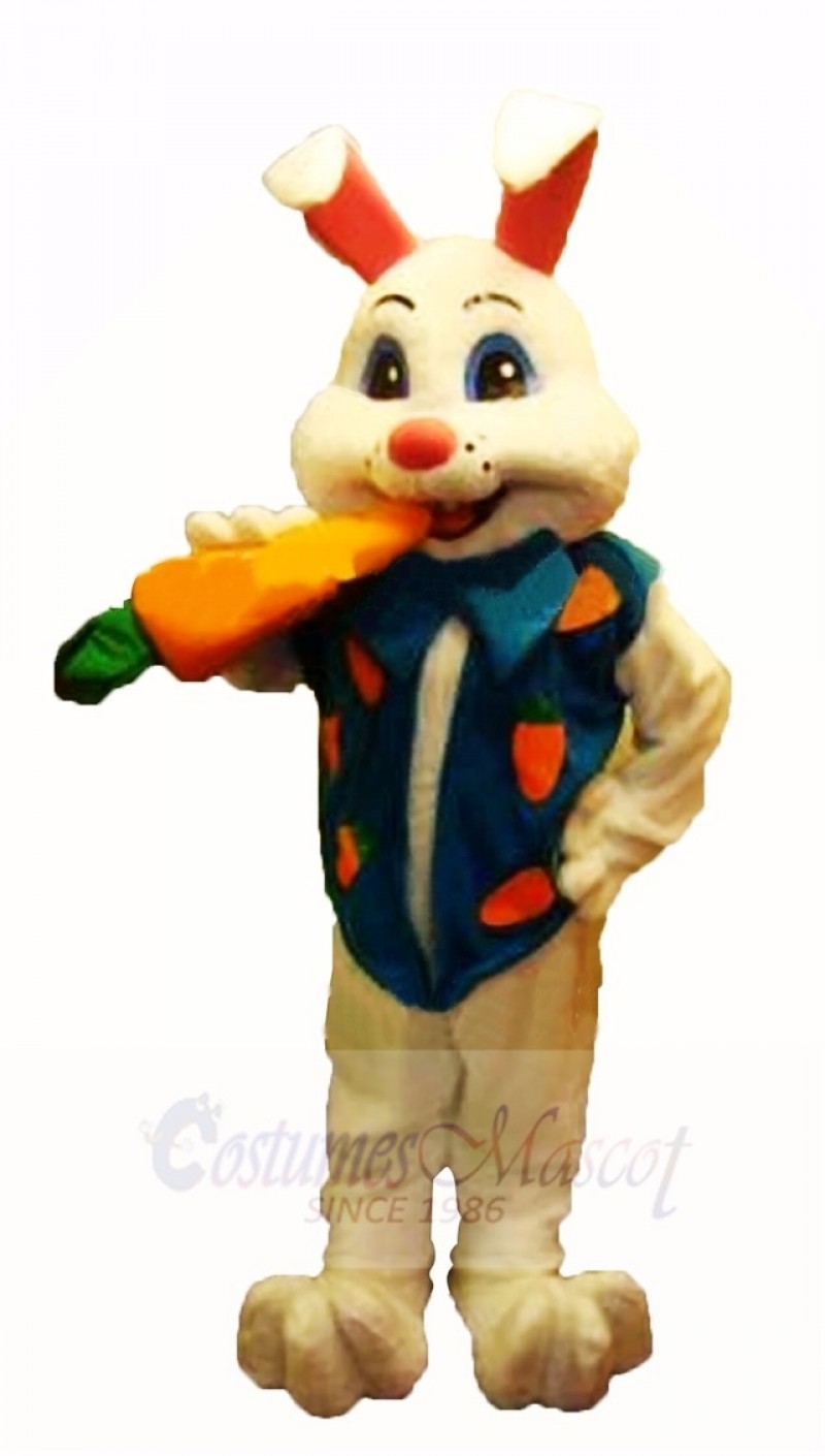 Easter Bunny Rabbit with Carrot Mascot Costume Cartoon